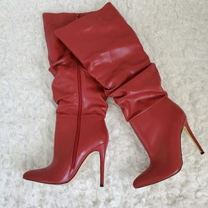 Red Slouchy Stiletto Boots